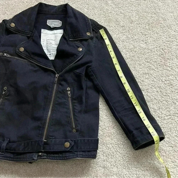 Current/Elliott Current Elliott The Zipper Edge Biker Moto Jacket Night Wash 0 - Picture 10 of 16